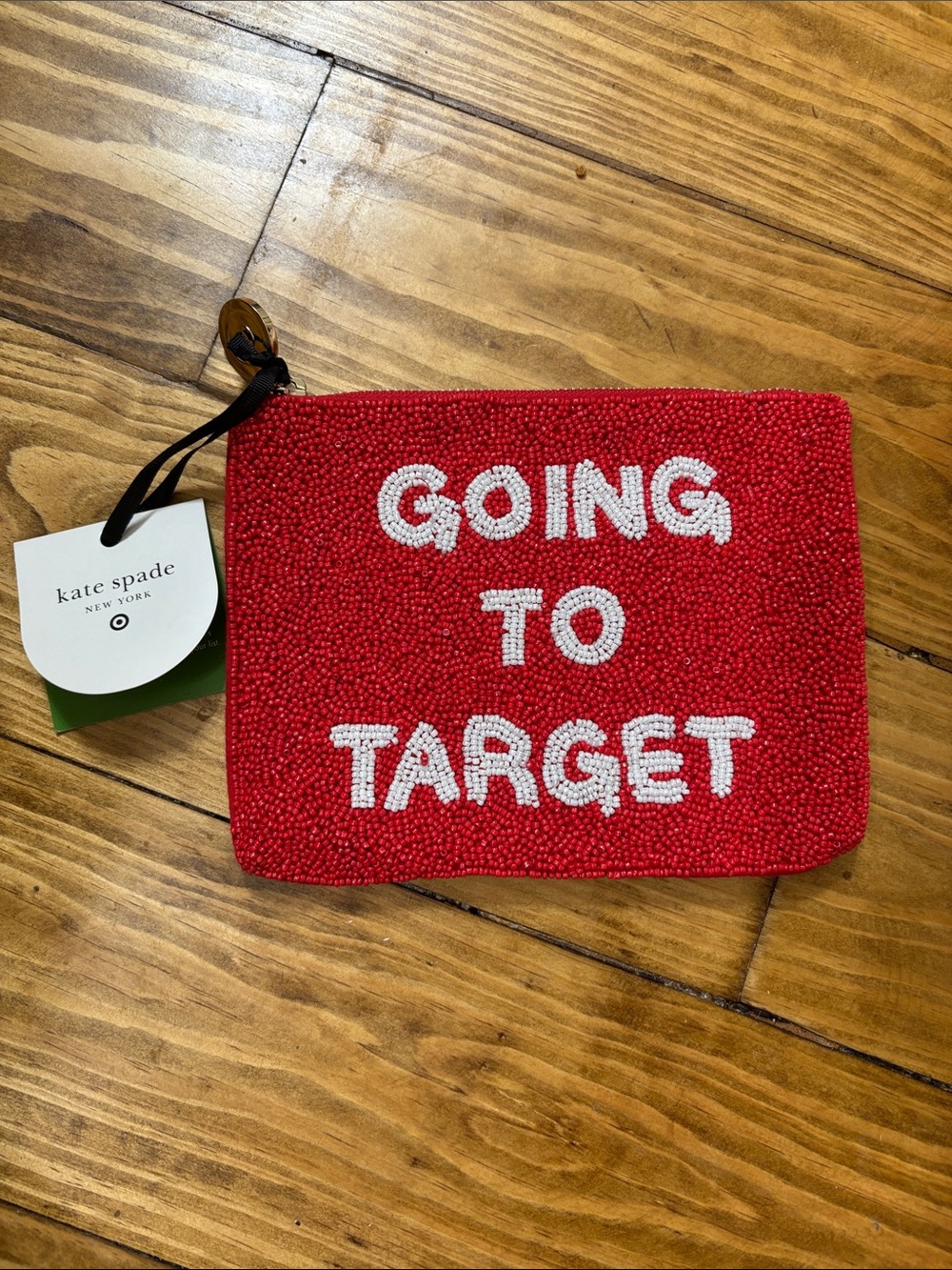 NWT Kate Spade New York Beaded Going to Target Zipper Pouch